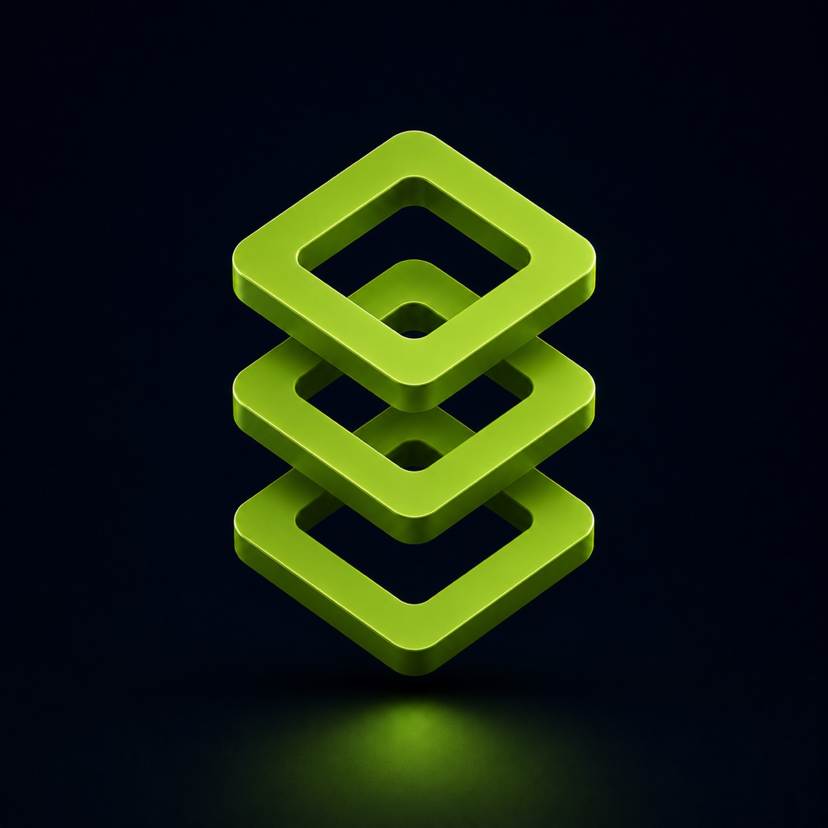 Dakoshi 3D mark — three stacked layers